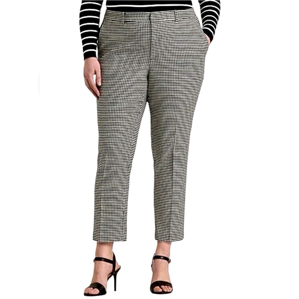 Lauren Ralph Lauren Womens Pants Size 22W Houndstooth Twill Cropped Trouser New